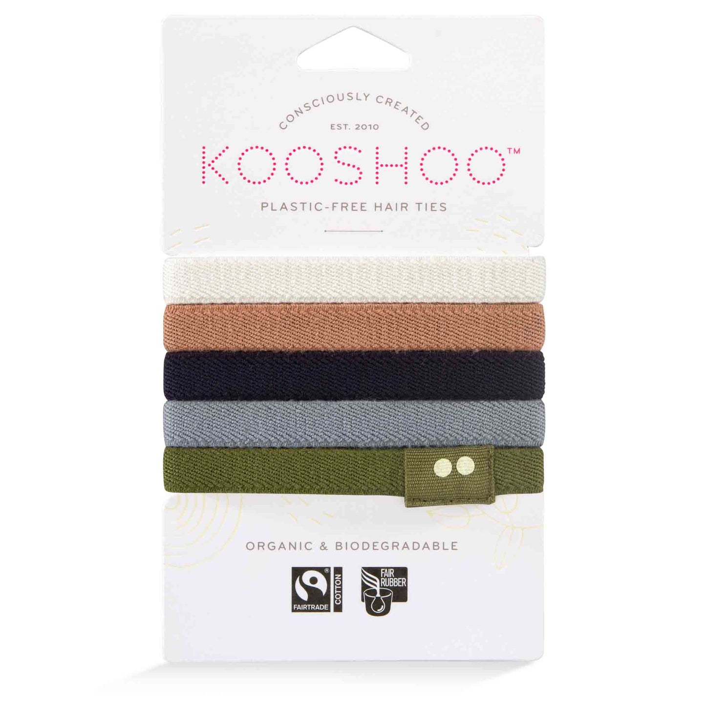 Plastic Free Organic Flat Hair Ties (Set of 5)