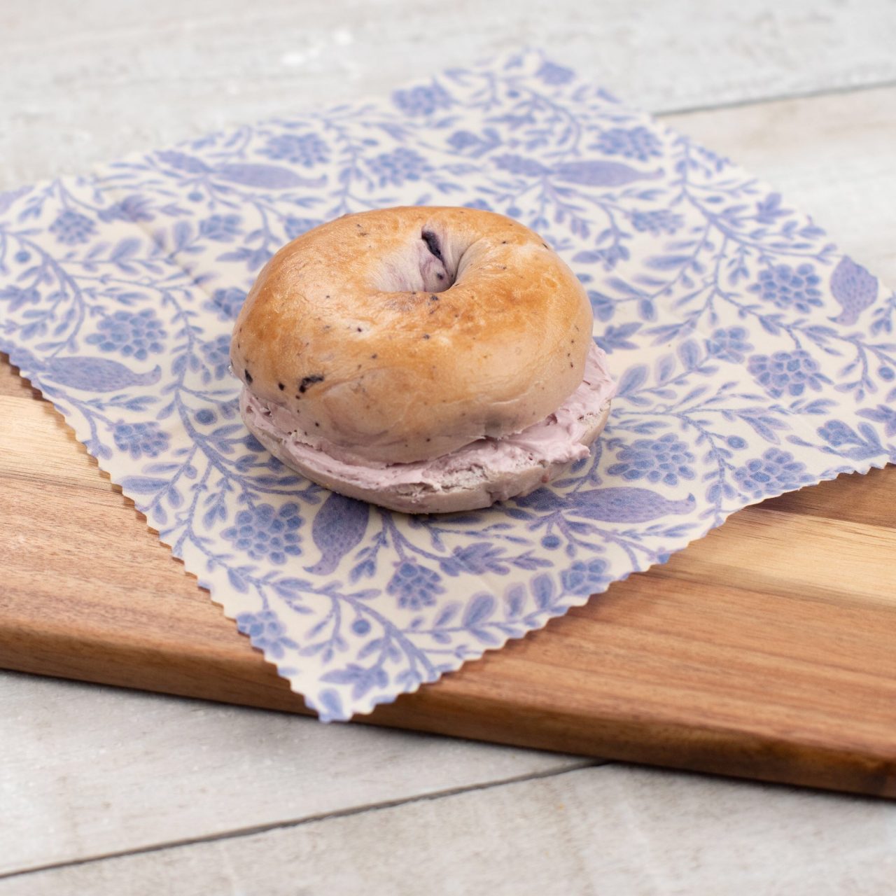 bagel lying on top of a beeswax wrap