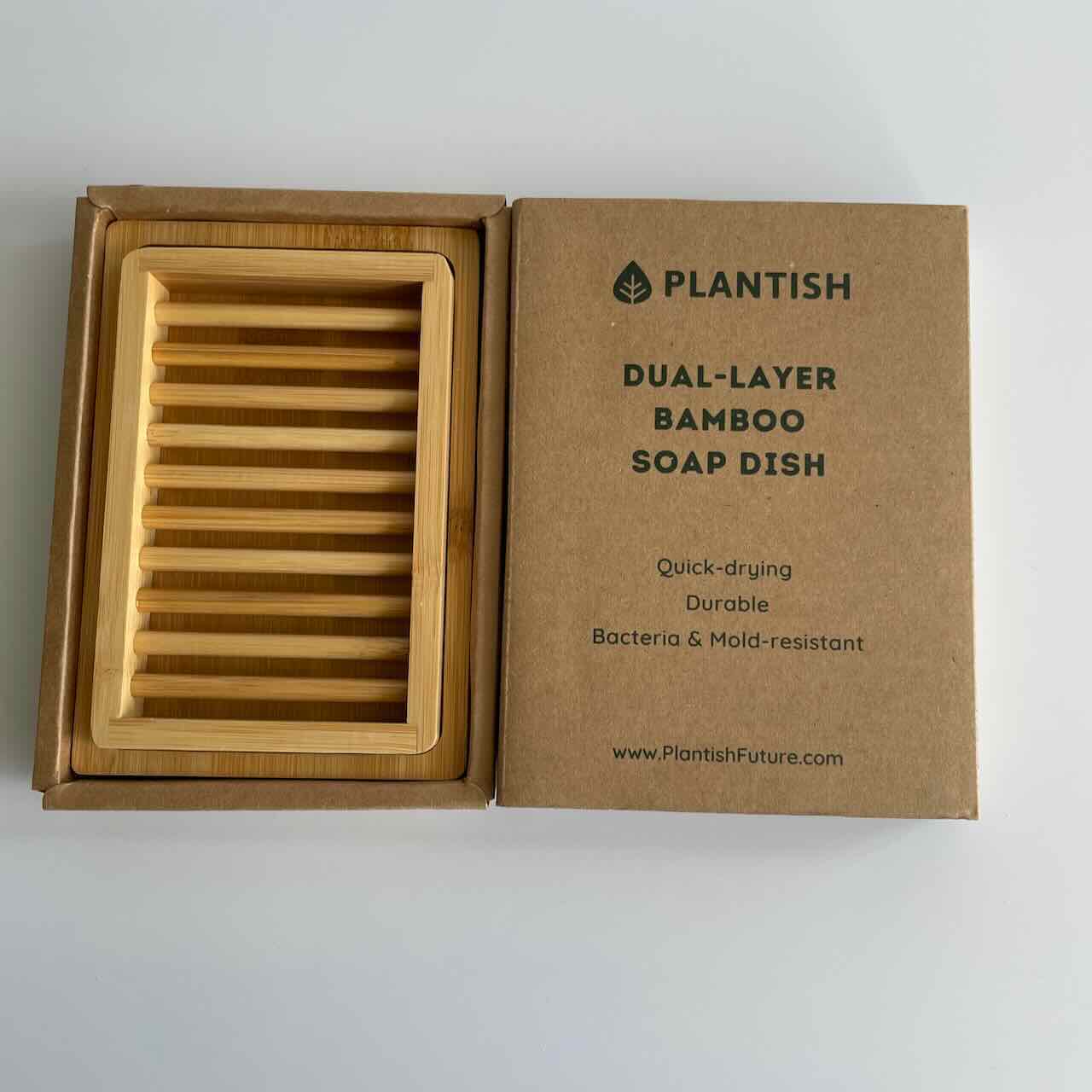 Bamboo Soap Dish Dual Layer