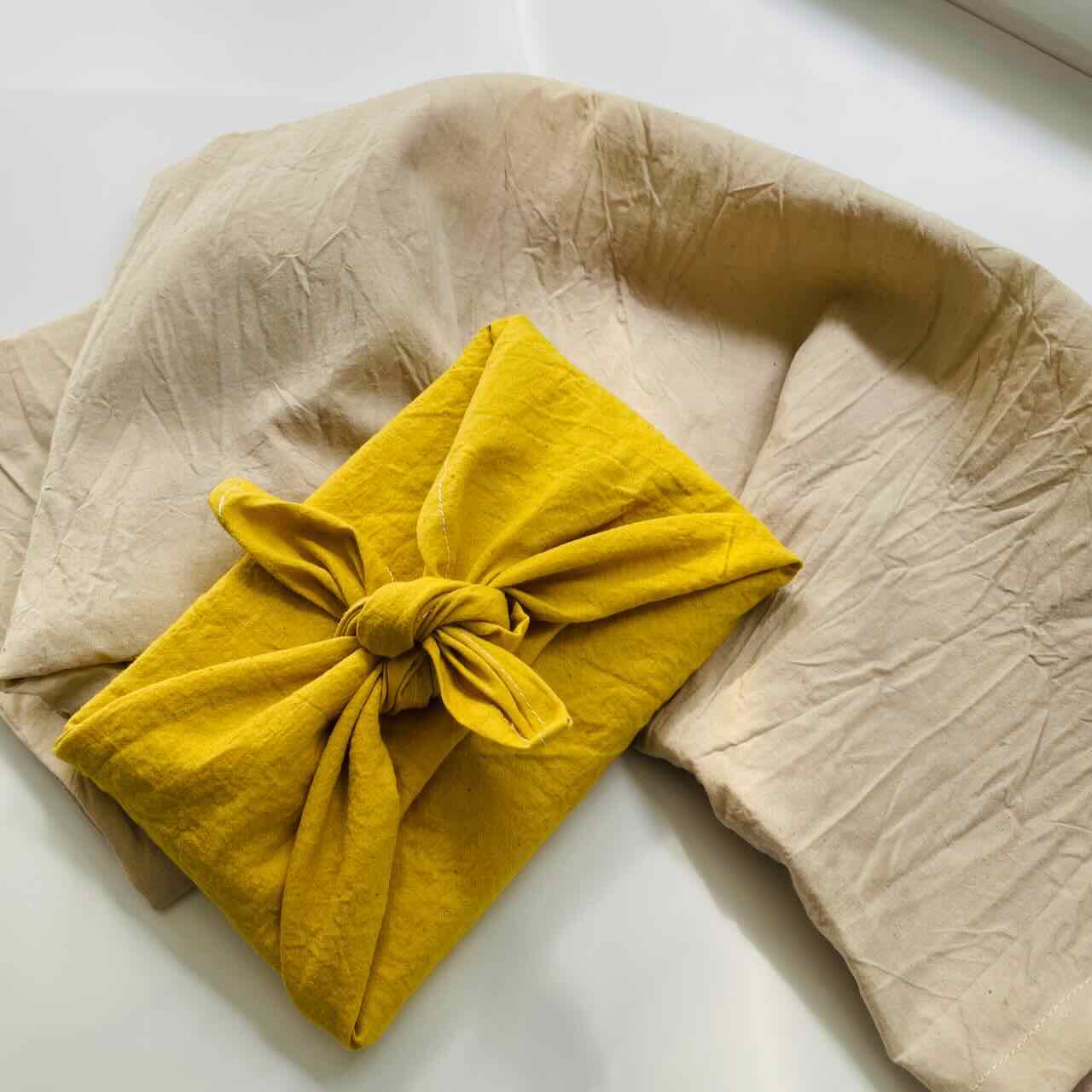 Furoshiki Reusable Gift Wrapping Cloth Small (19" x 19"): Dijon
