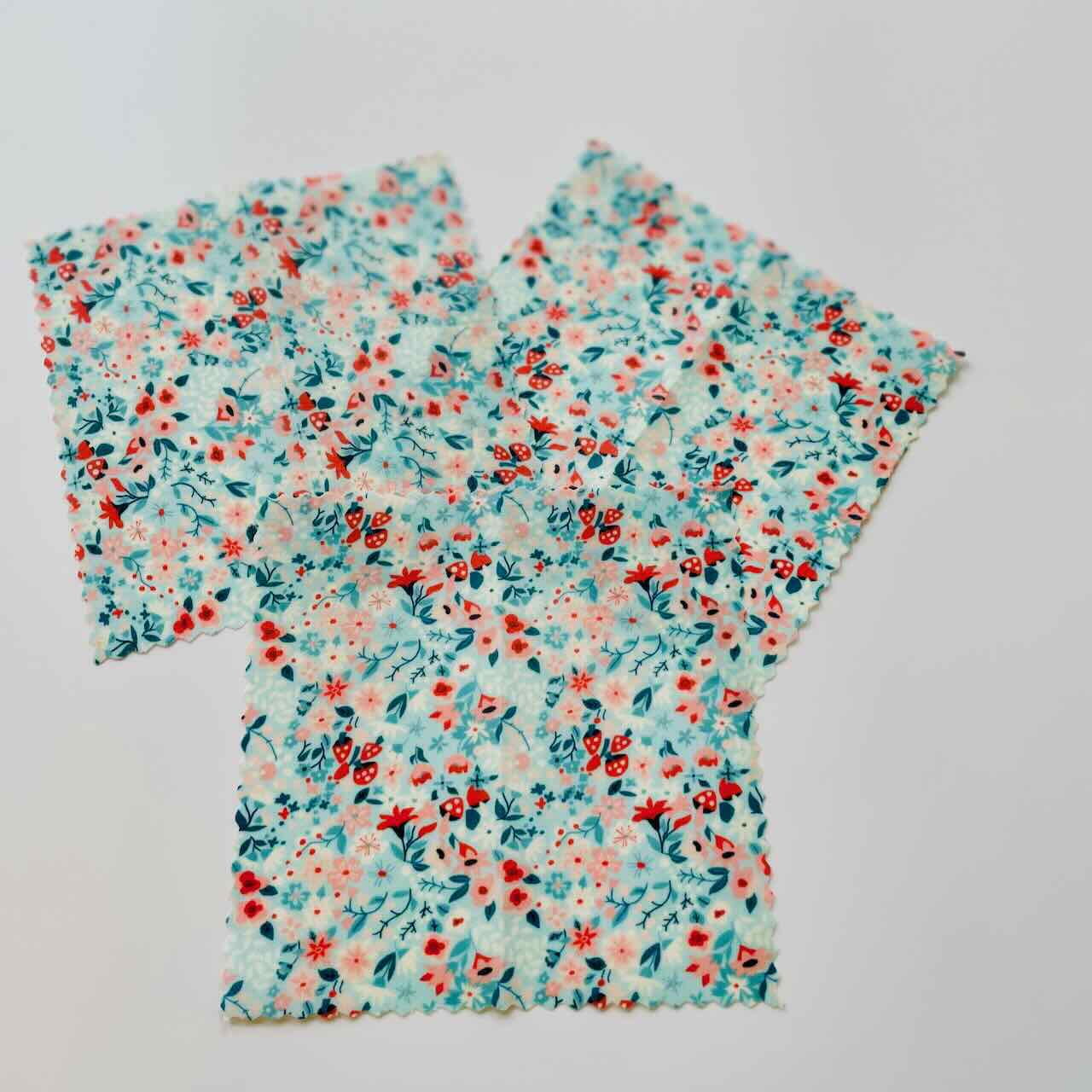 mini beeswax wraps set of 3 floral dawn pattern