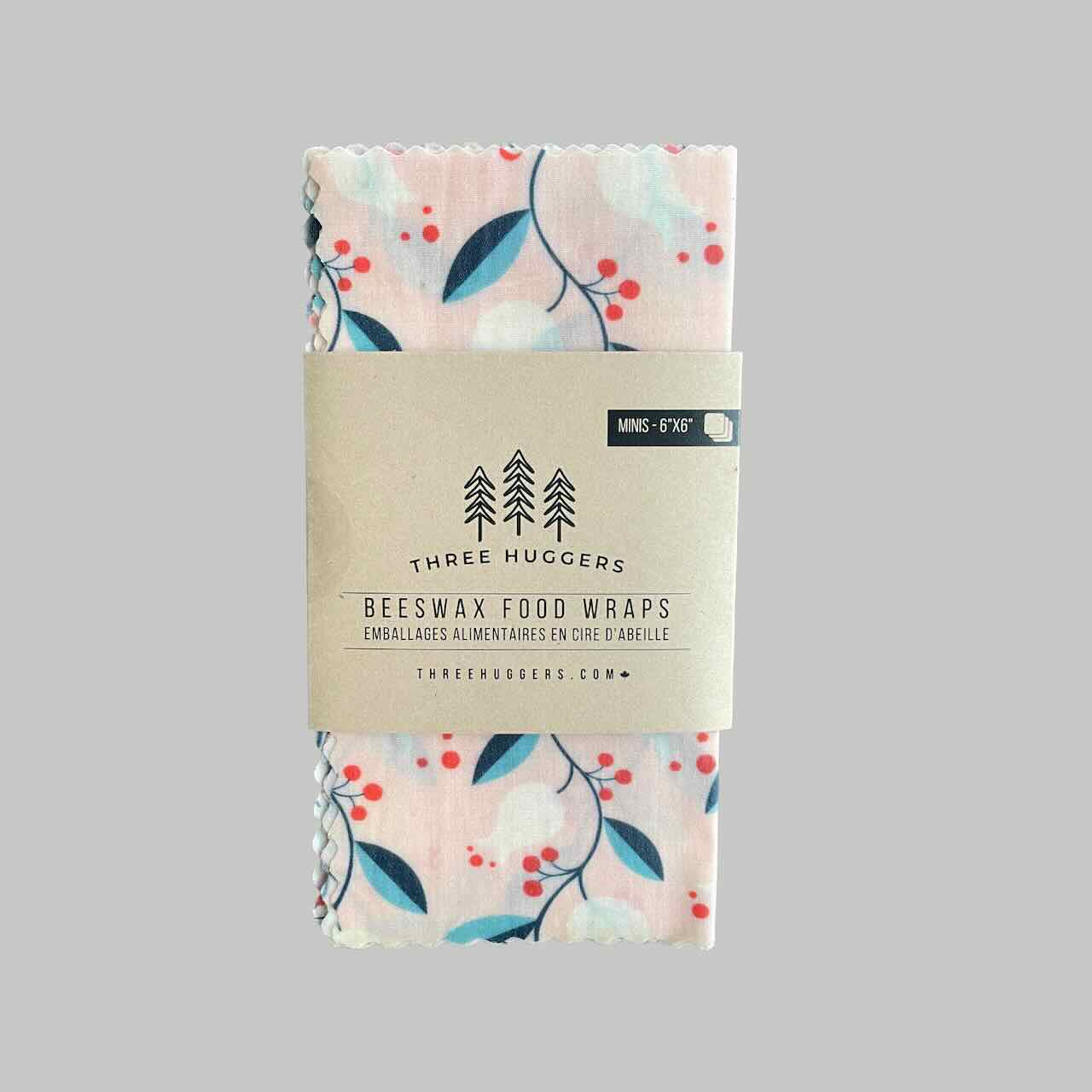 mini beeswax wraps set of 3 liliana pattern packaging