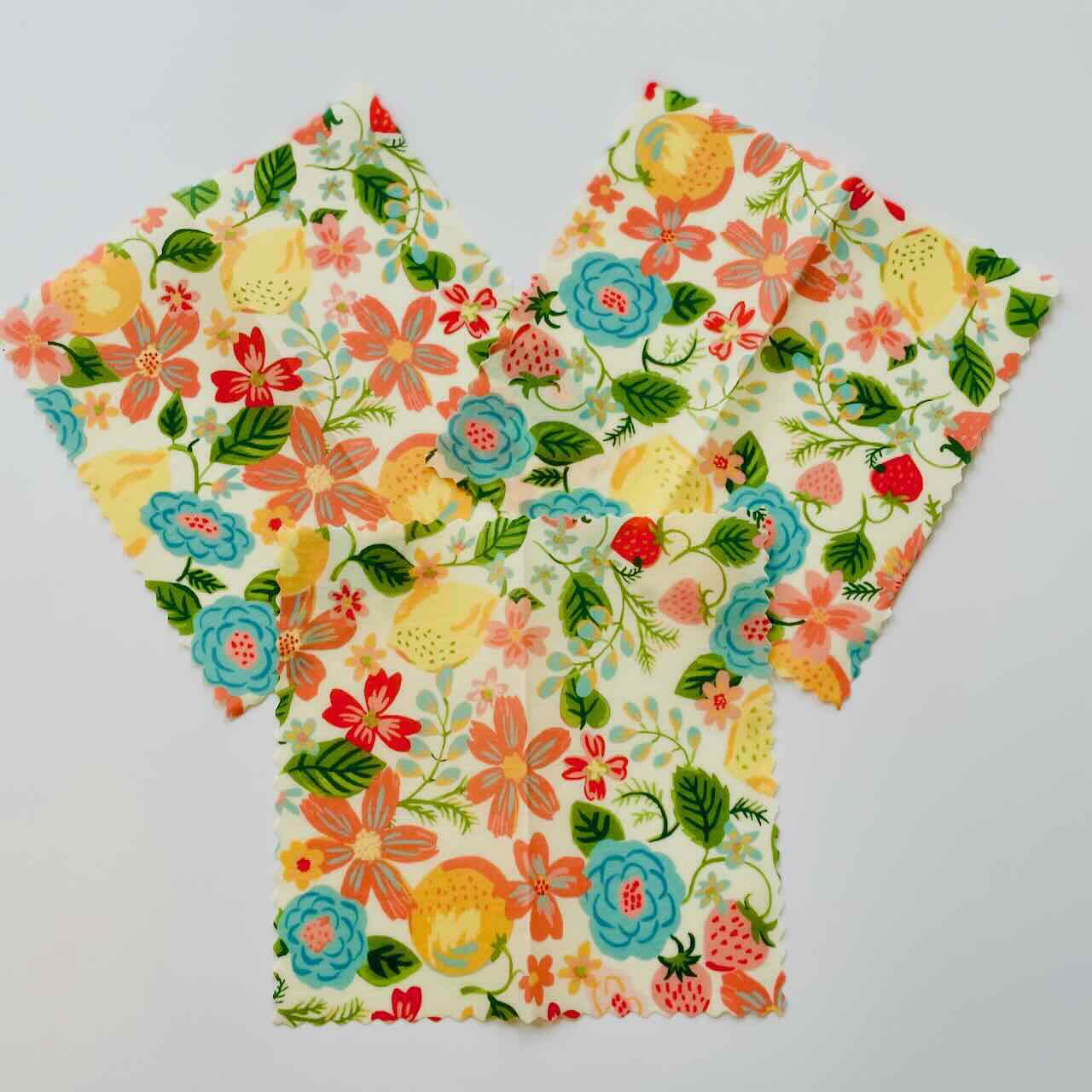 mini beeswax wraps set of 3 orchard pattern