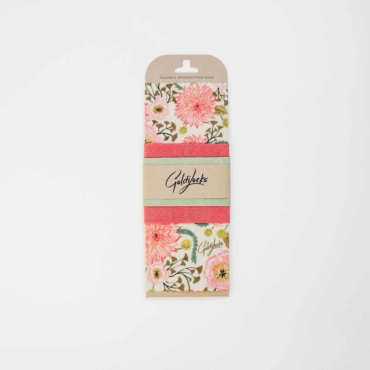 Beeswax Food Wraps: Pink Floral Set of 3