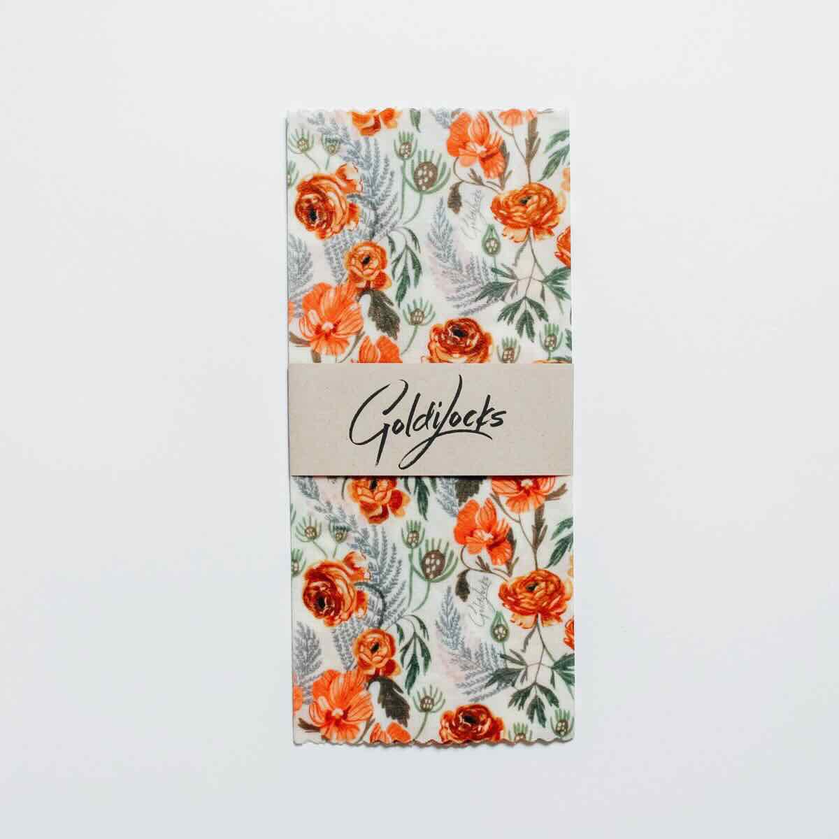 Beeswax Food Wraps: Golden Floral Single Medium