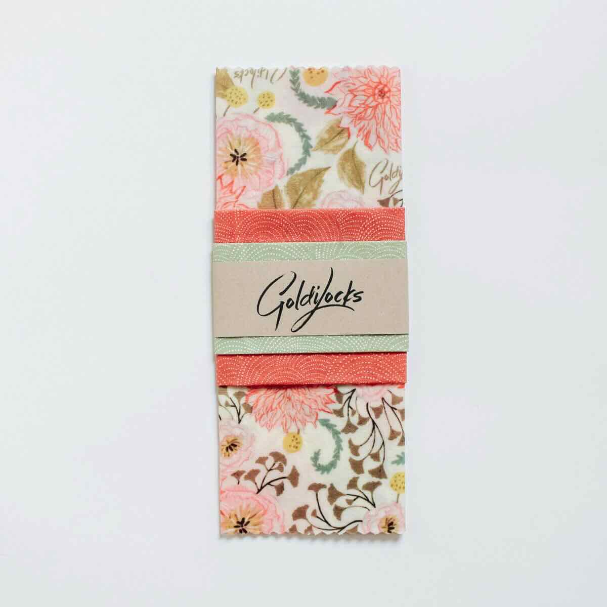 Beeswax Food Wraps: Pink Floral Set of 3