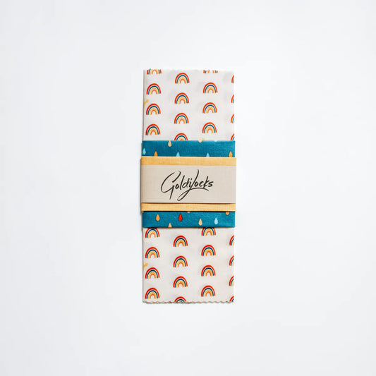 Beeswax Food Wraps: Rainbow Set of 3