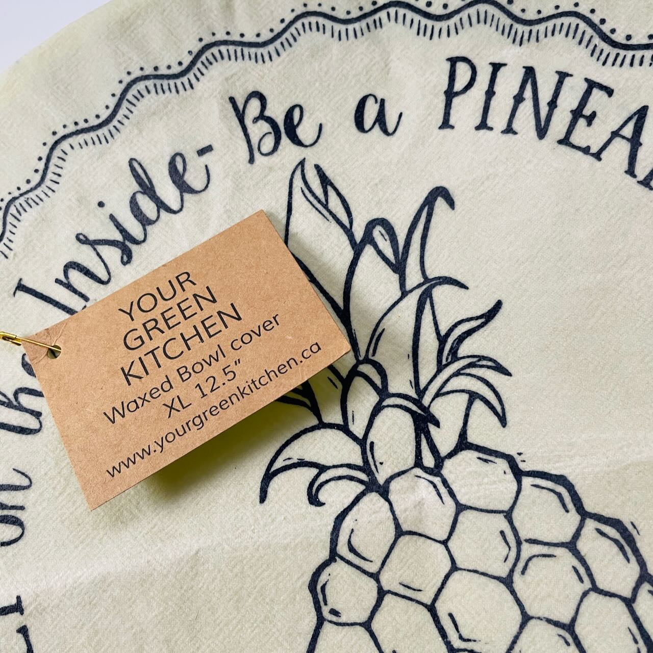Waxed Reusable Fabric Bowl Cover: Pineapple - XL 12"