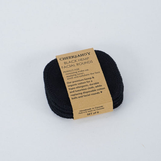 Reusable Black Hemp Facial Rounds (Set of 6)