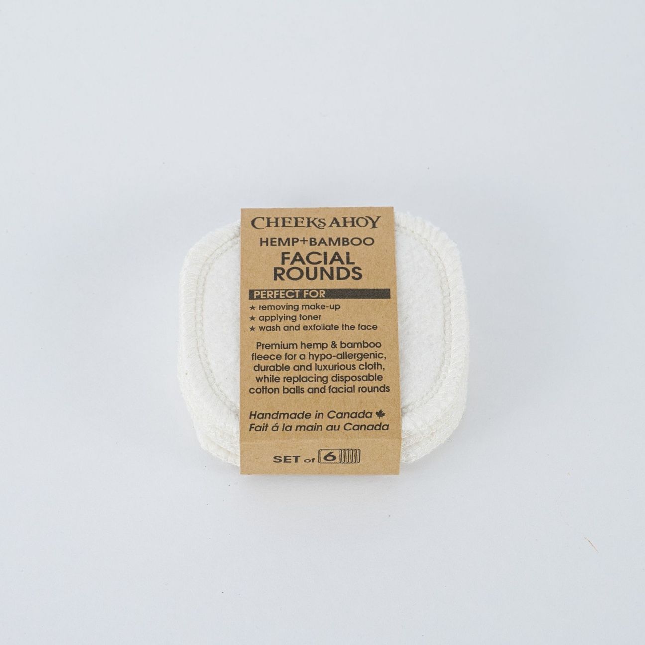 Reusable Hemp + Bamboo Facial Rounds (Set of 6)