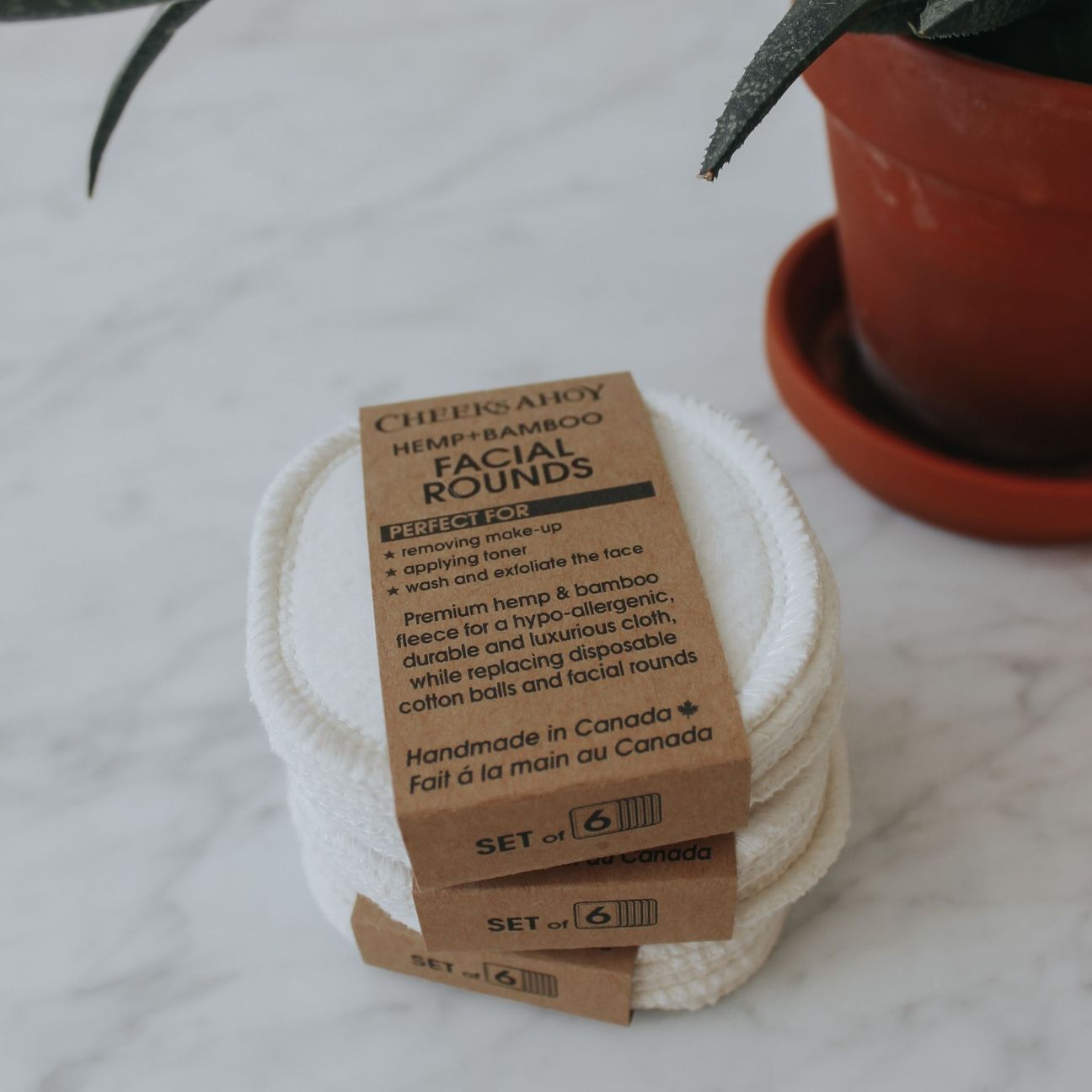 Reusable Hemp + Bamboo Facial Rounds (Set of 6)