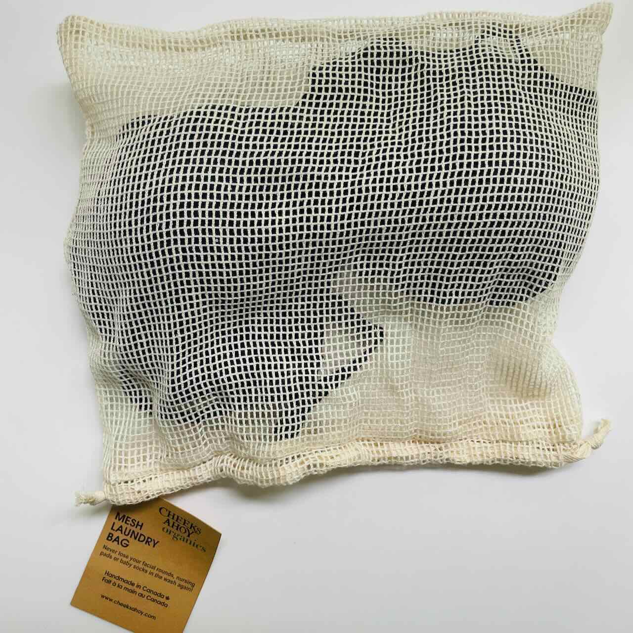 Cheeks Ahoy - Organic Cotton Mesh Laundry Wash Bag With Drawstring - 10x9