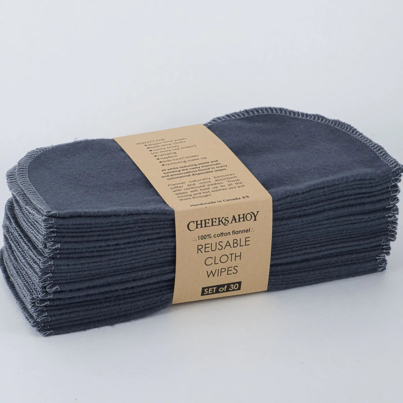 Reusable Cotton Cloth Wipes - Set of 30 | 100% Cotton Flannel