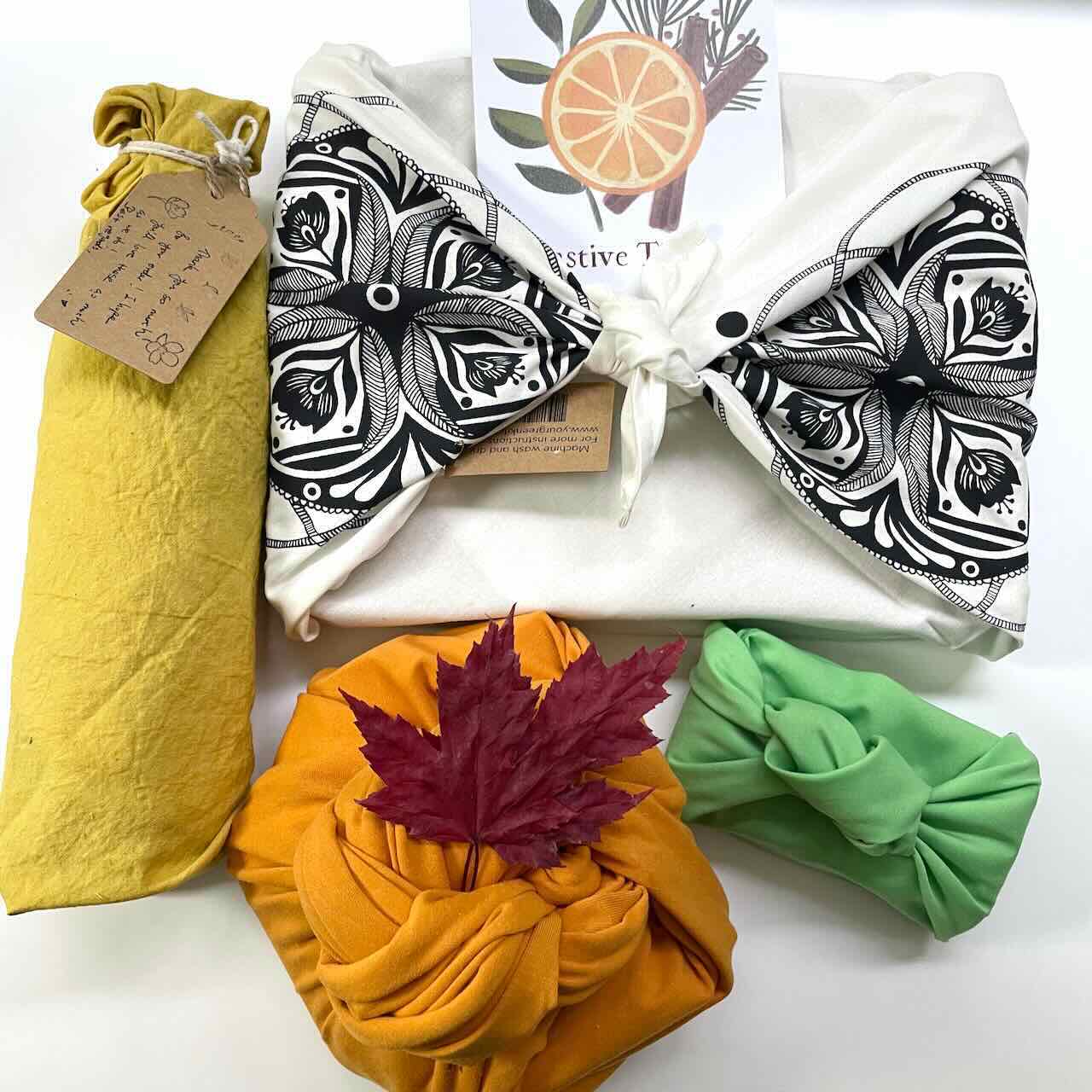 Furoshiki Reusable Gift Wrapping Cloth Small (19" x 19"): Dijon