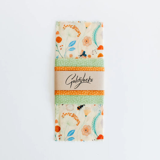 Beeswax Food Wraps: Pollinators Set of 3