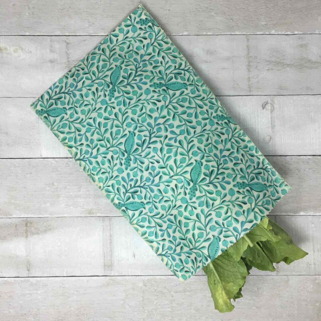 large beeswax bag with lettuce closed