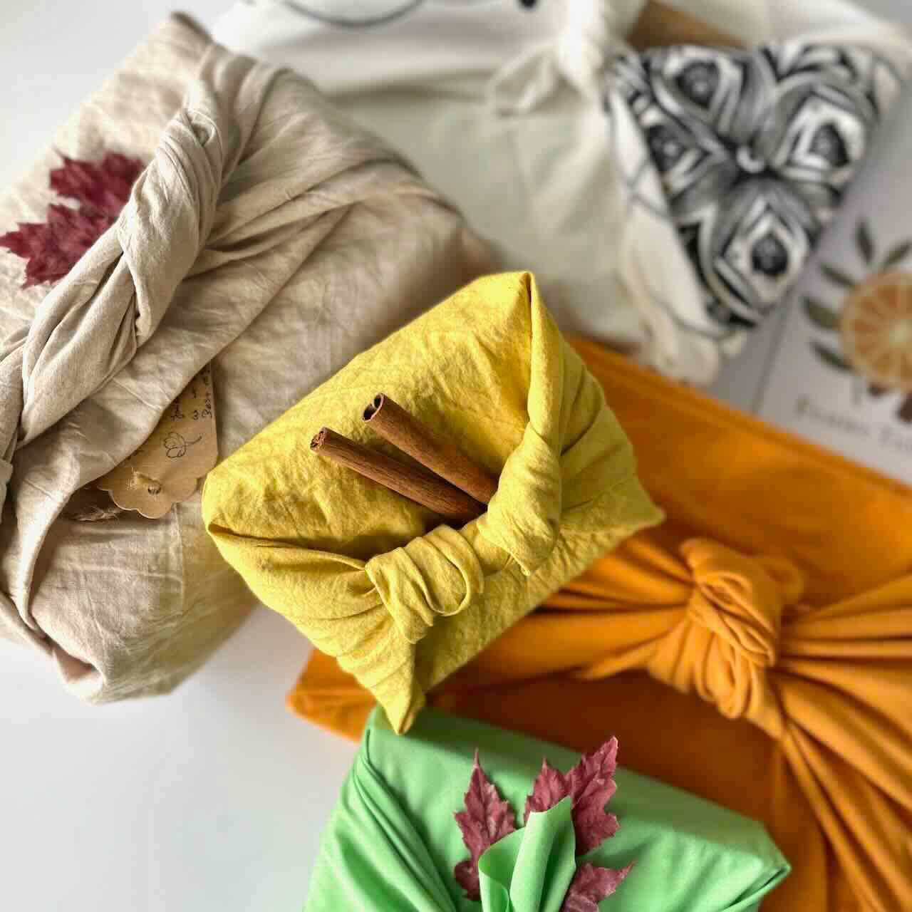 Furoshiki Reusable Gift Wrapping Cloth Small (19" x 19"): Dijon